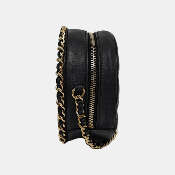 Quilted Lambskin Shoulder Bag Black