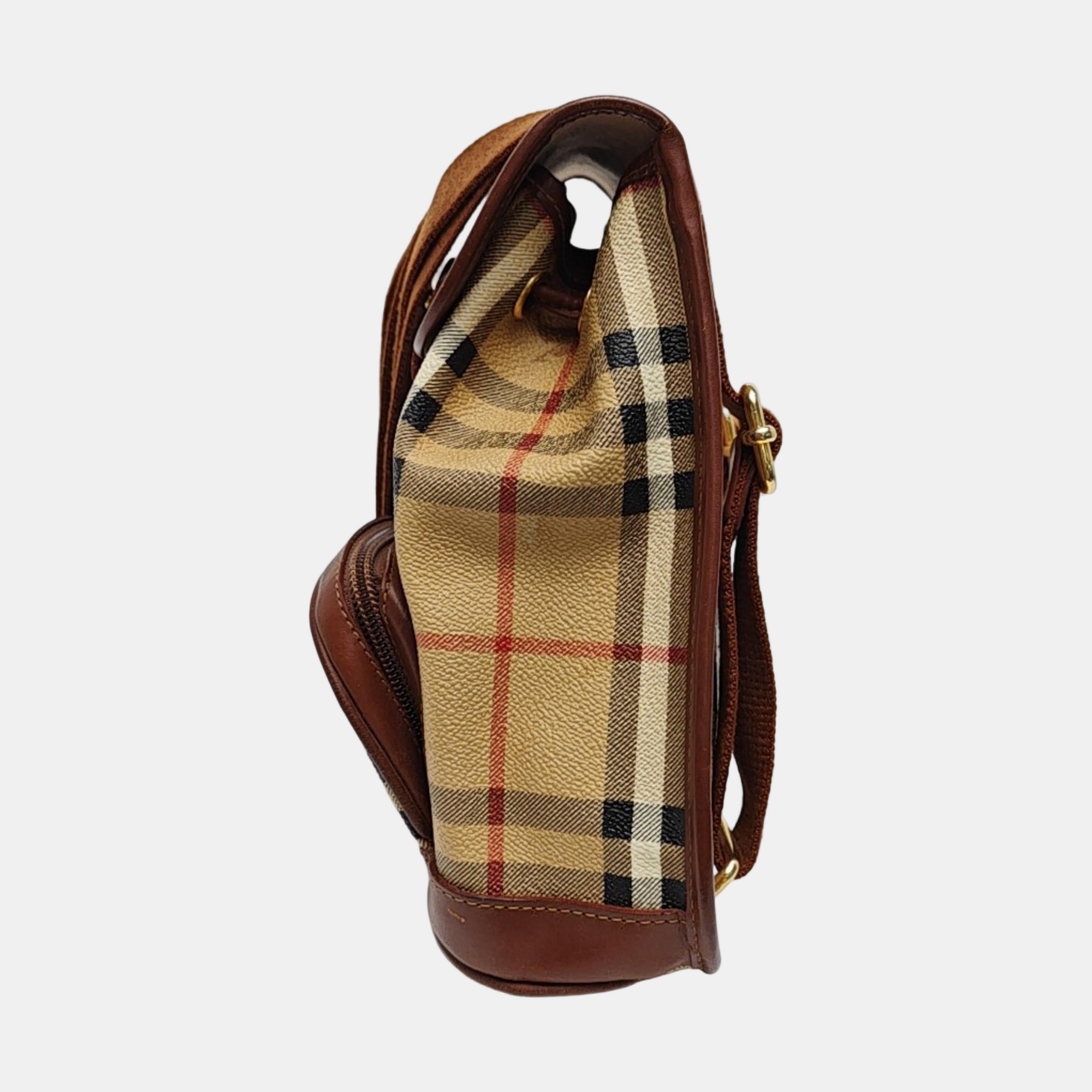 Coated Canvas Backpack Brown