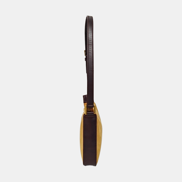 Fabric Top Handle Bag Brown