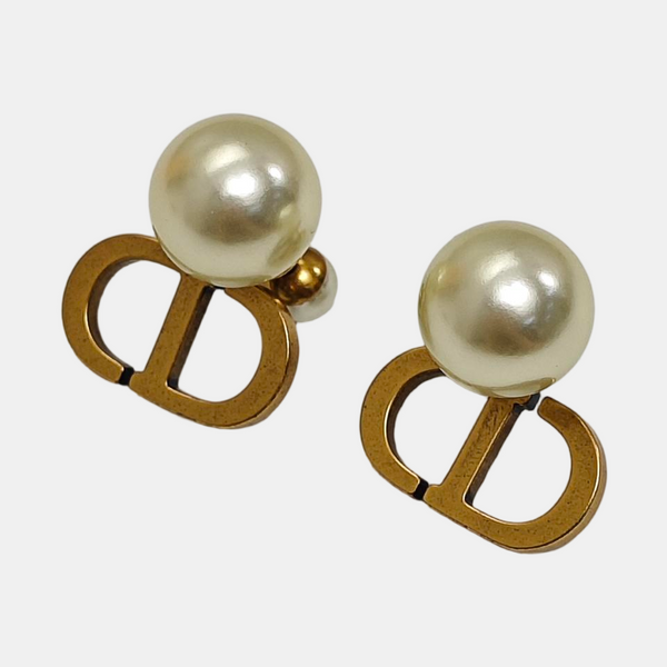 Dior Tribales Metal White Stud Earrings
