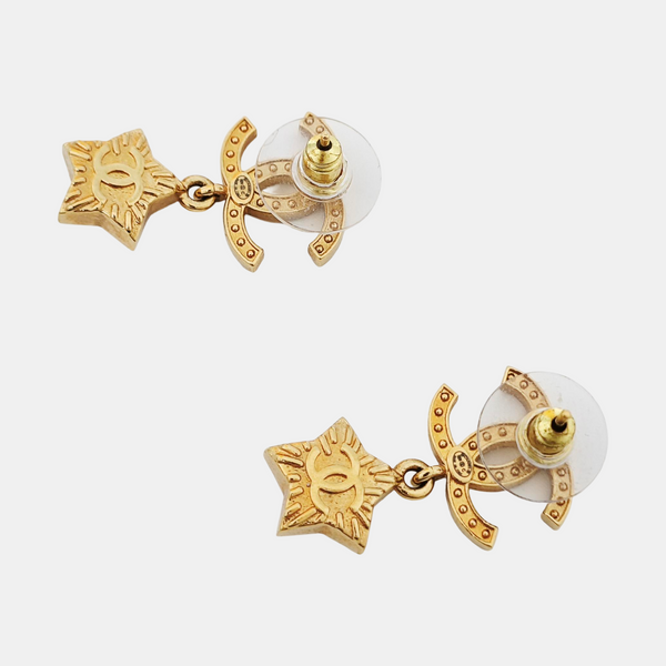 CC Logo Metal Gold Stud Earrings