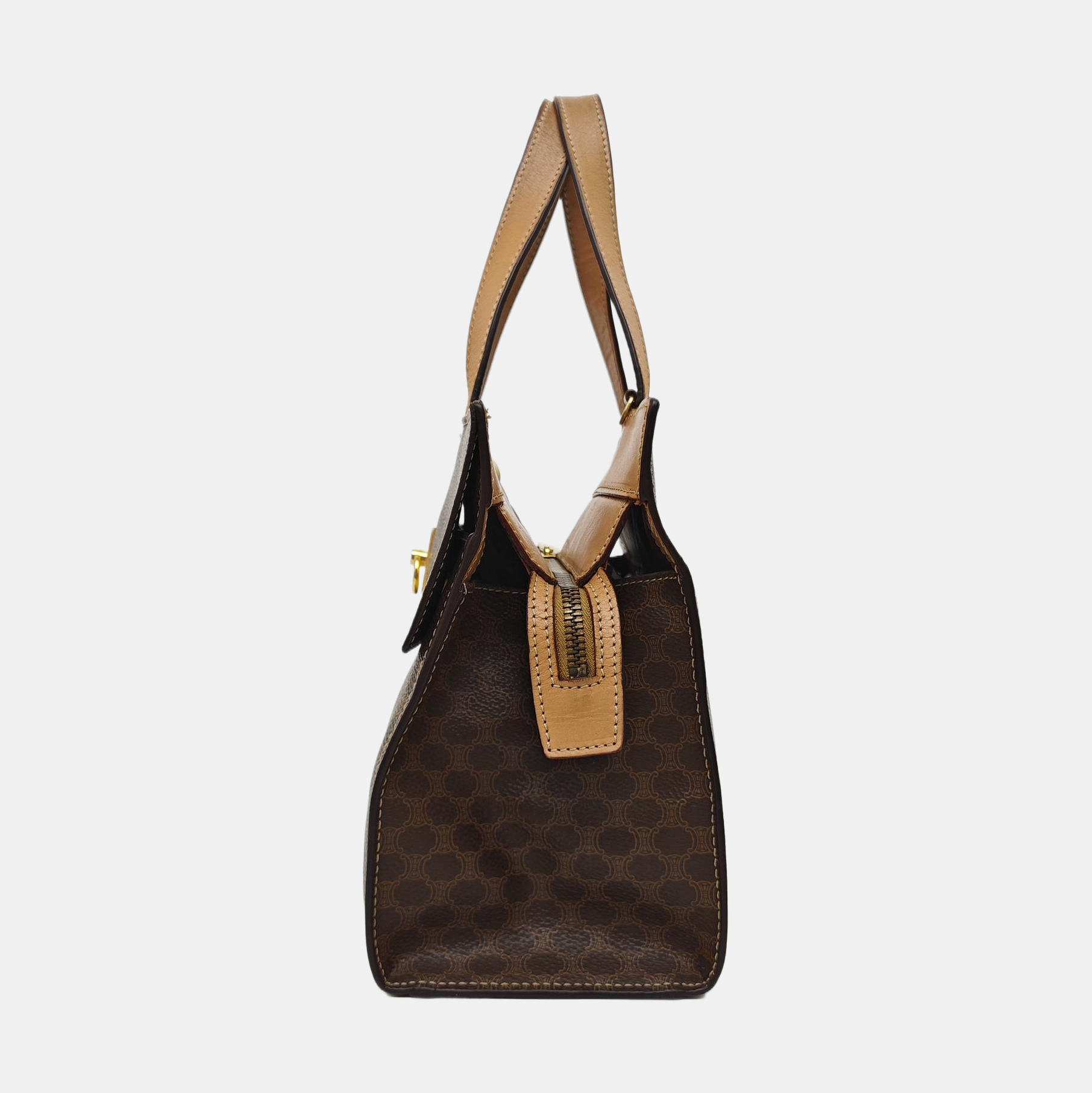 Coated Canvas Shoulder Bag Brown