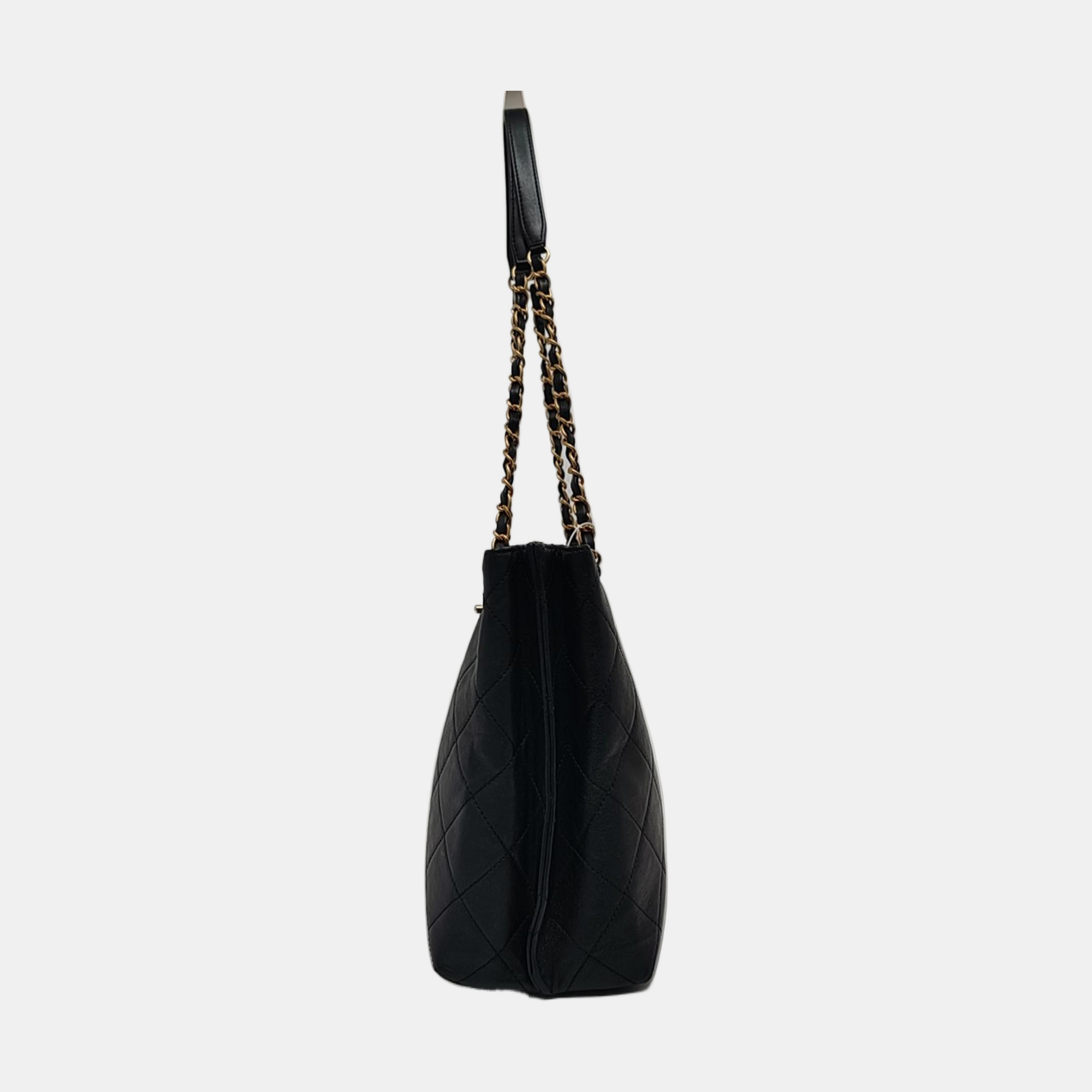 Large Quilted Lambskin Black