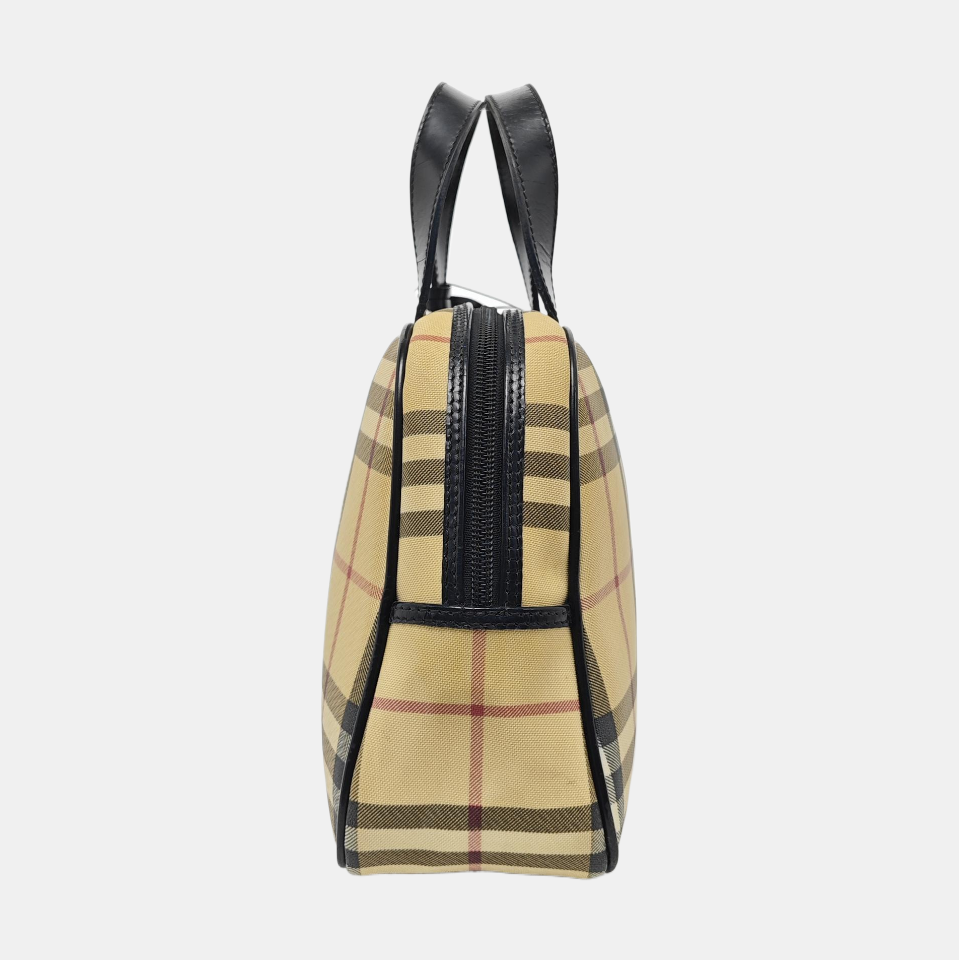 Coated Canvas Top Handle Bag Beige