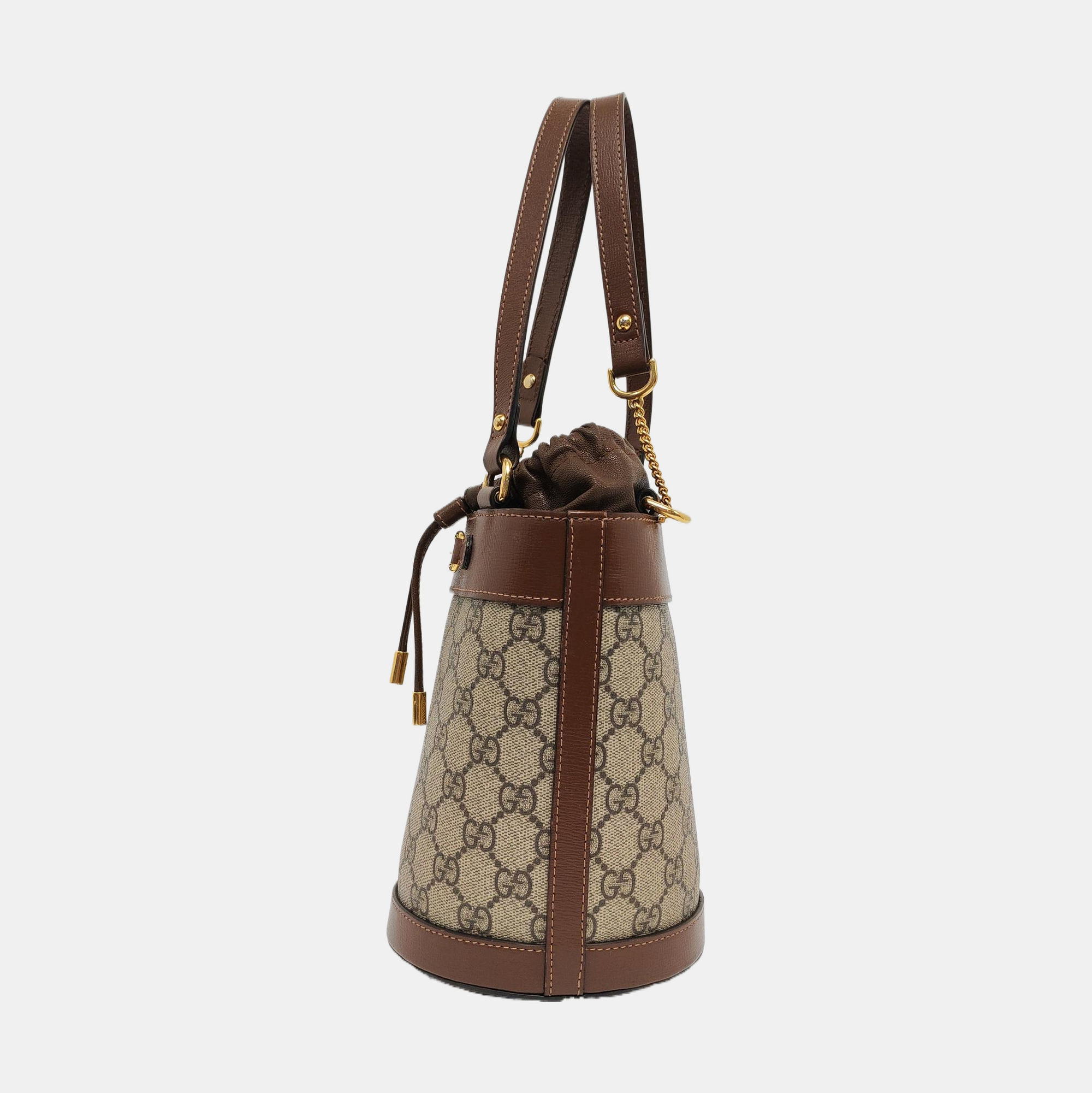 Authenticated pre-owned  Horsebit 1955 Small Coated Canvas Beige - Bucket Bag at Looply