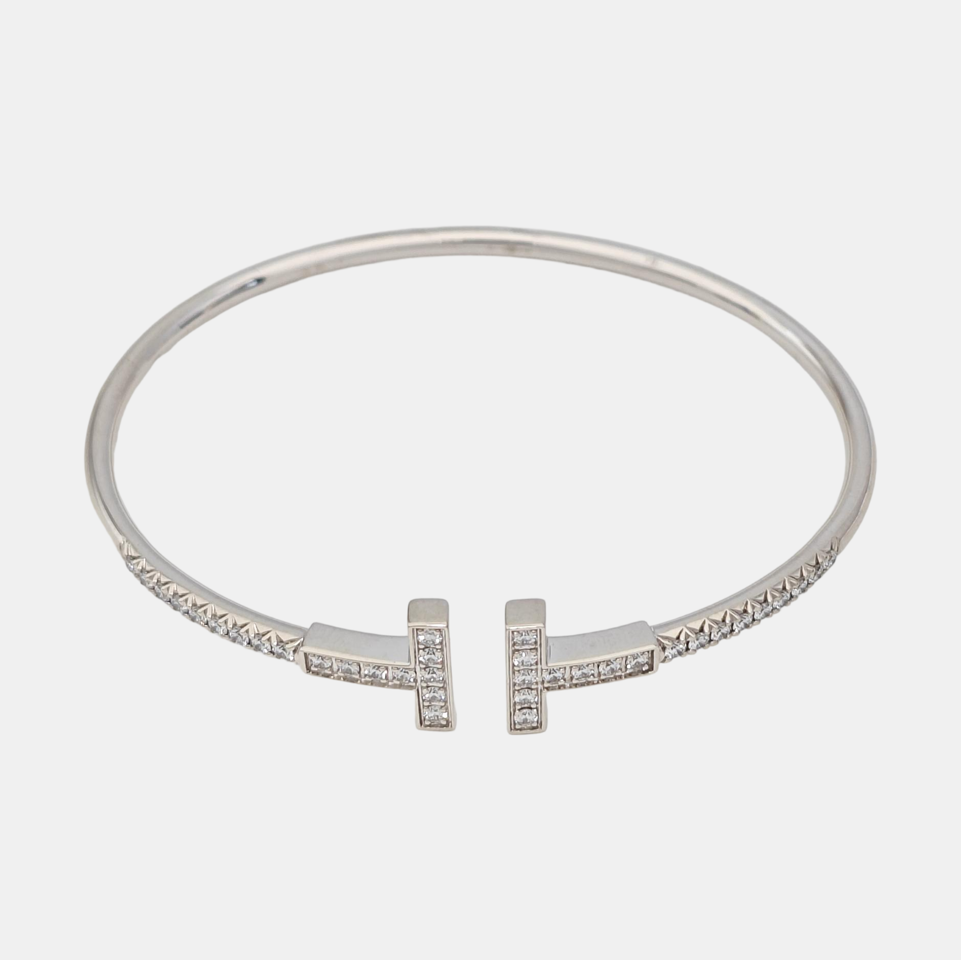 Tiffany T 18k White Gold Silver Bangle