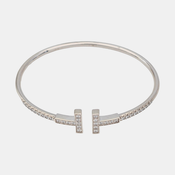 Tiffany T 18k White Gold Silver Bangle