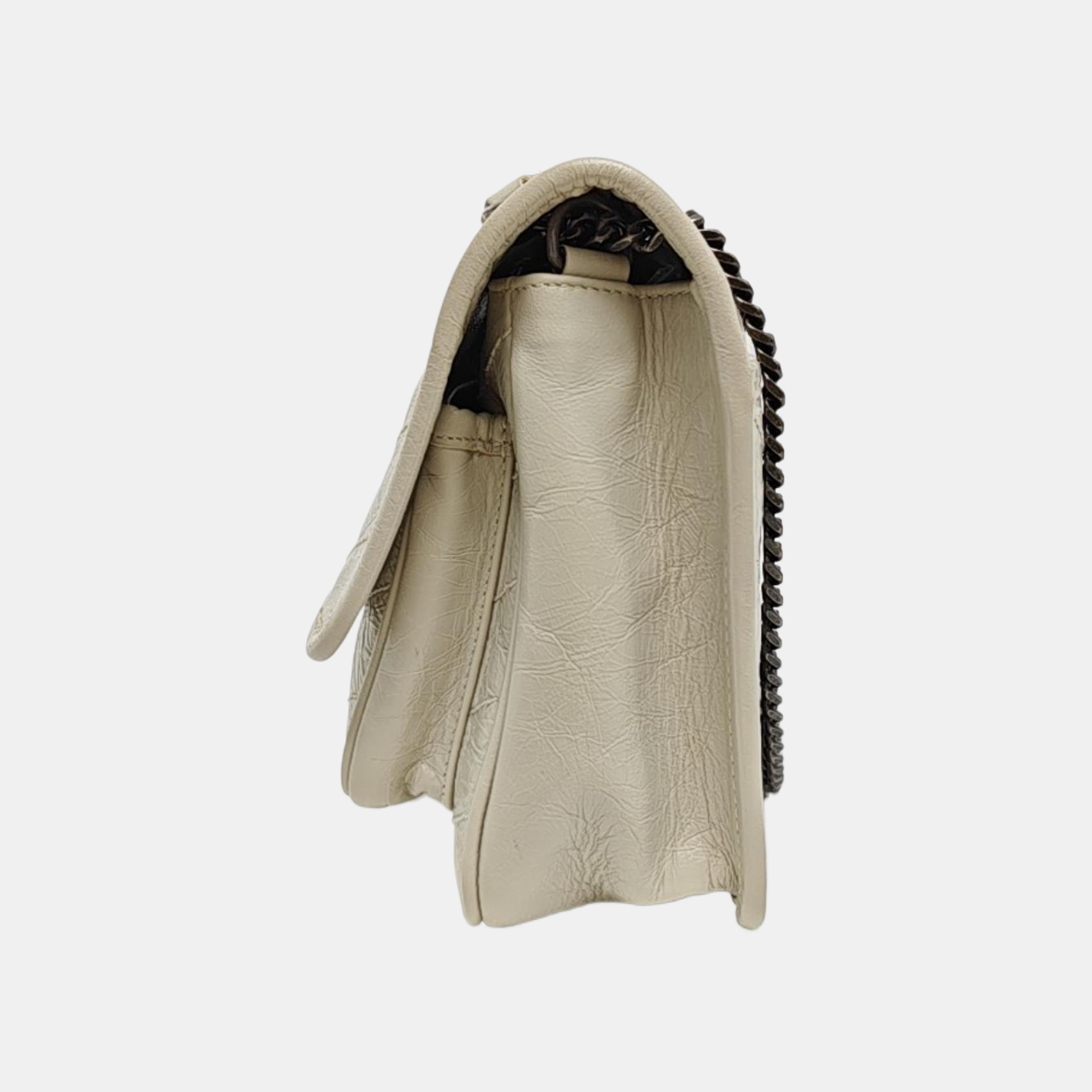 NIKI Small Chevron Calfskin White