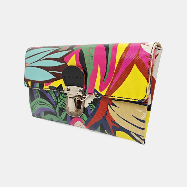 Coated Canvas Clutch Multicolor