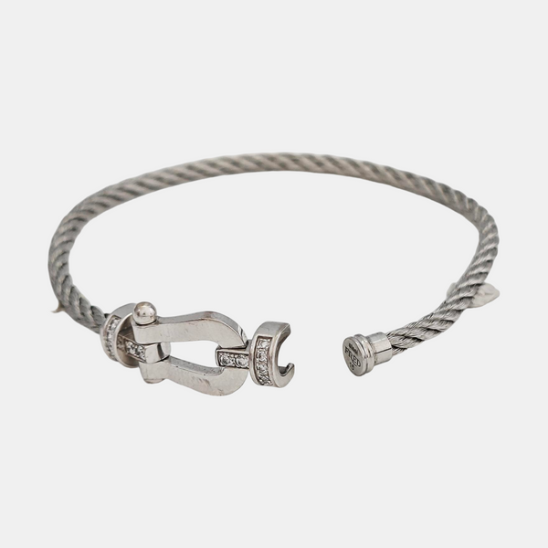 Force 10 18k White Gold Silver Bangle