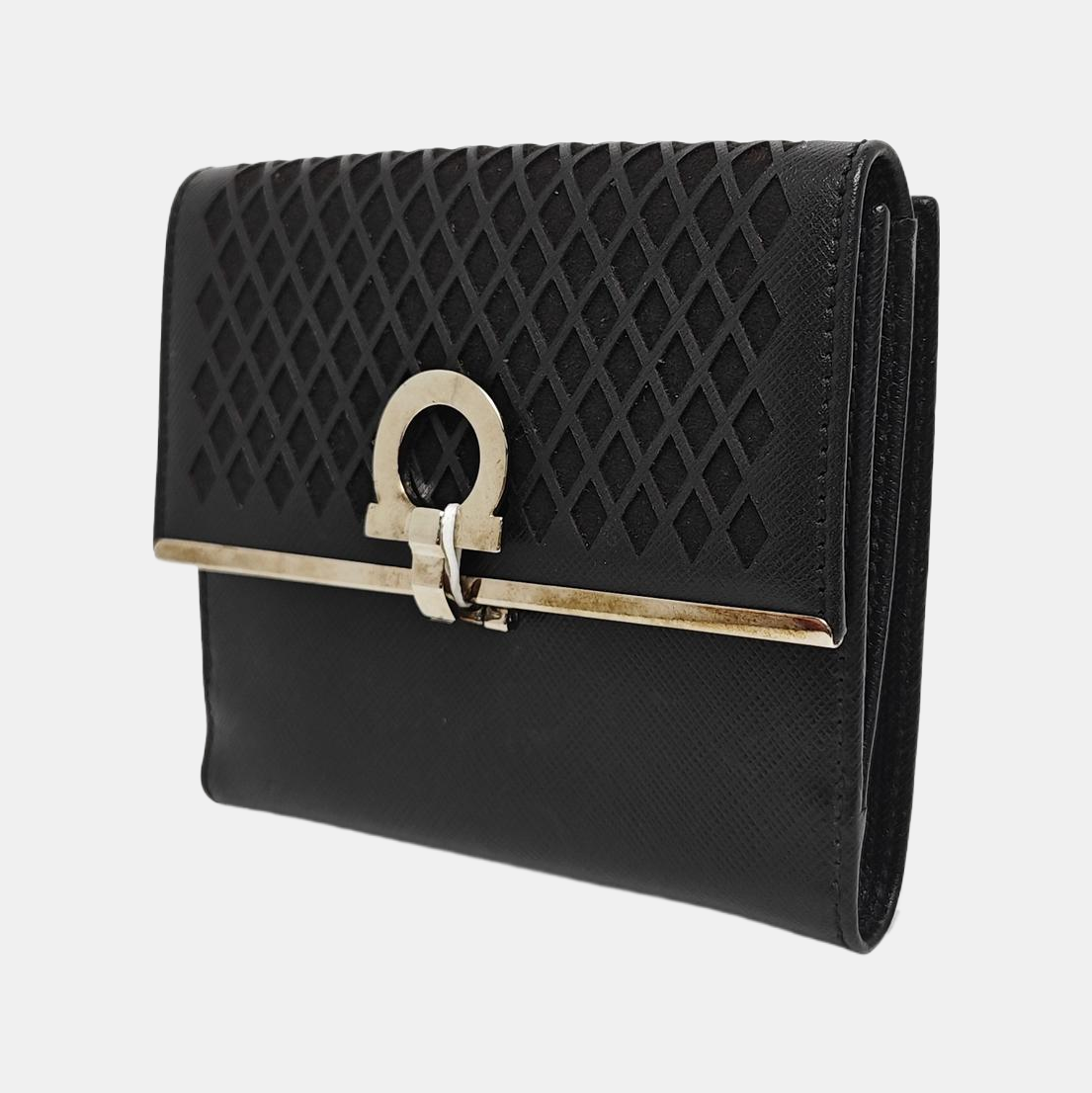 Gancini Small Calfskin Black Wallet