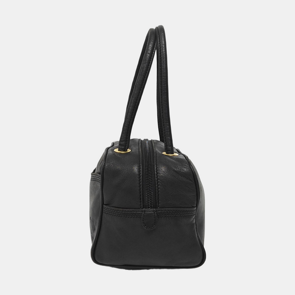 Calfskin Top Handle Bag Black