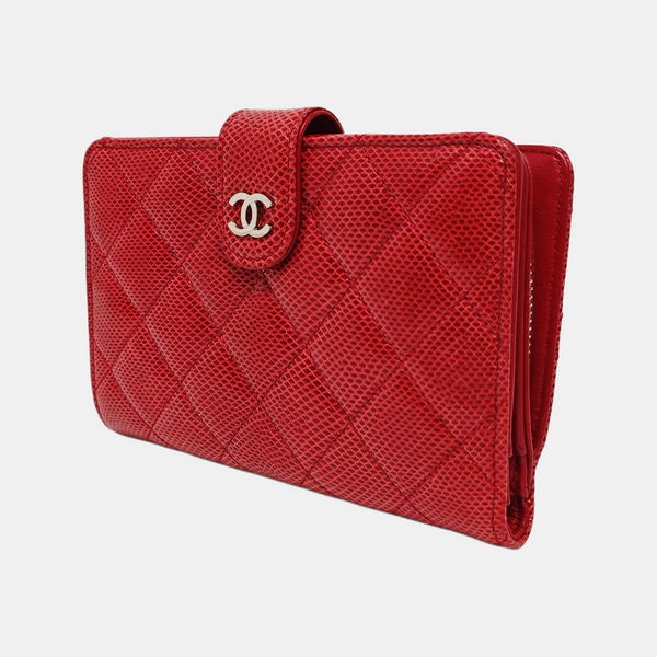 Quilted Python Wallet Red