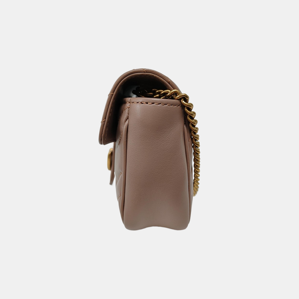 GG Marmont Mini Quilted Calfskin Beige