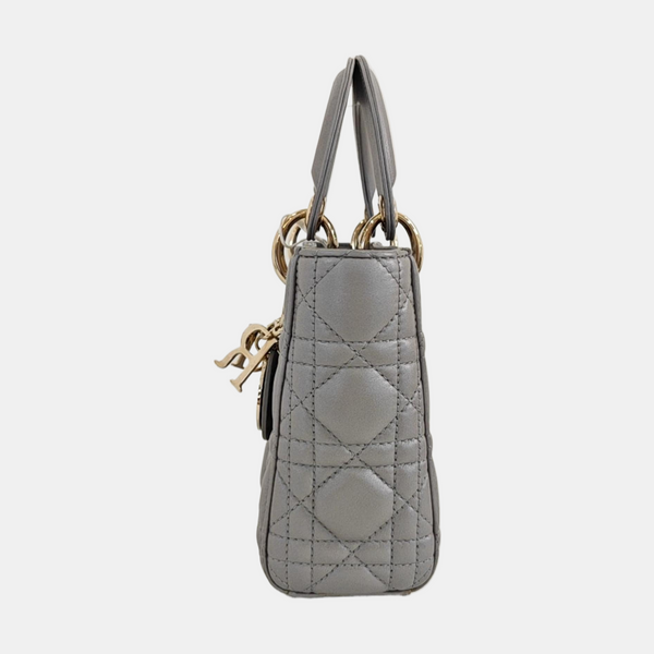 Lady Dior Mini Cannage Lambskin Silver