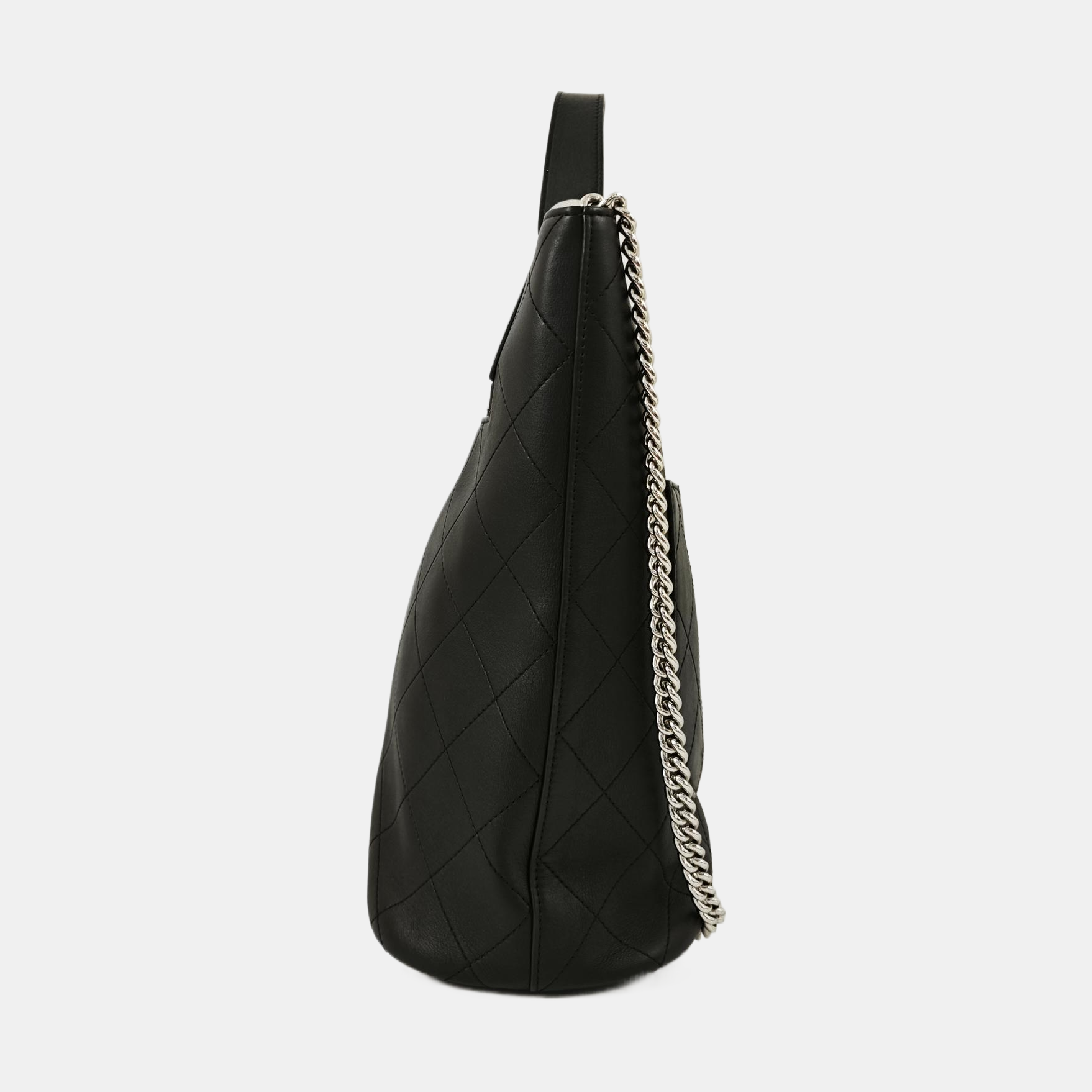 Quilted Calfskin Bucket Bag Black