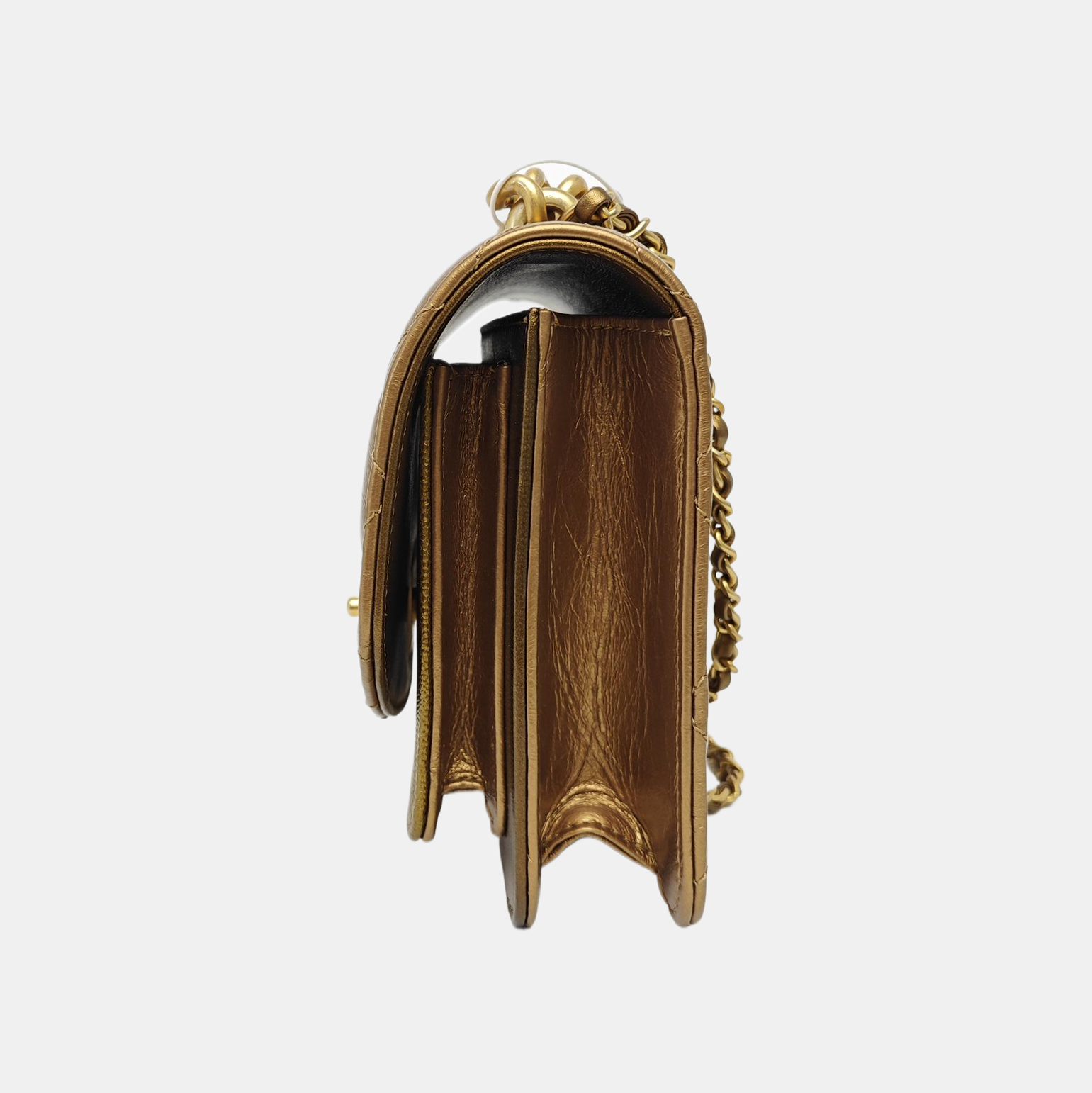 Quilted Calfskin Shoulder Bag Gold