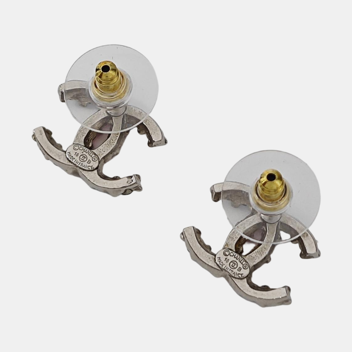 CC Logo Metal Multicolor Stud Earrings
