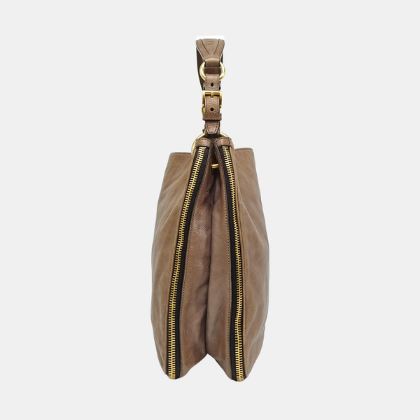 Calfskin Shoulder Bag Brown