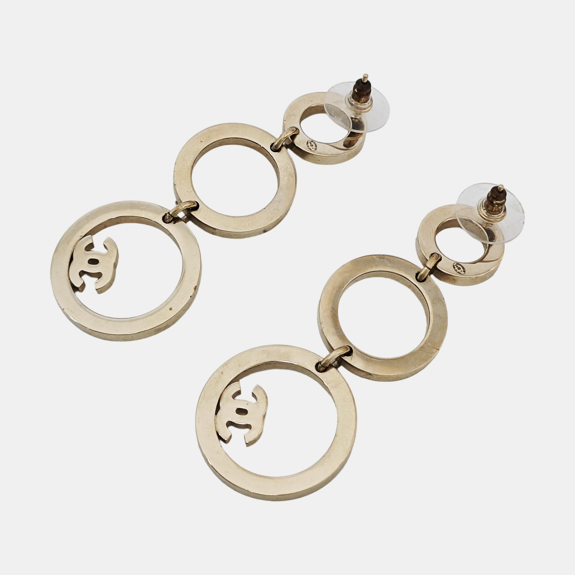 CC Logo Metal Pink Stud Earrings