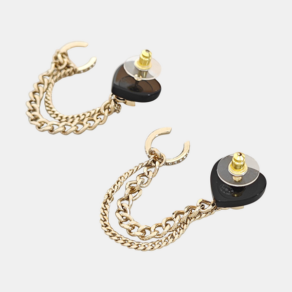 CC Logo Resin Black Stud Earrings