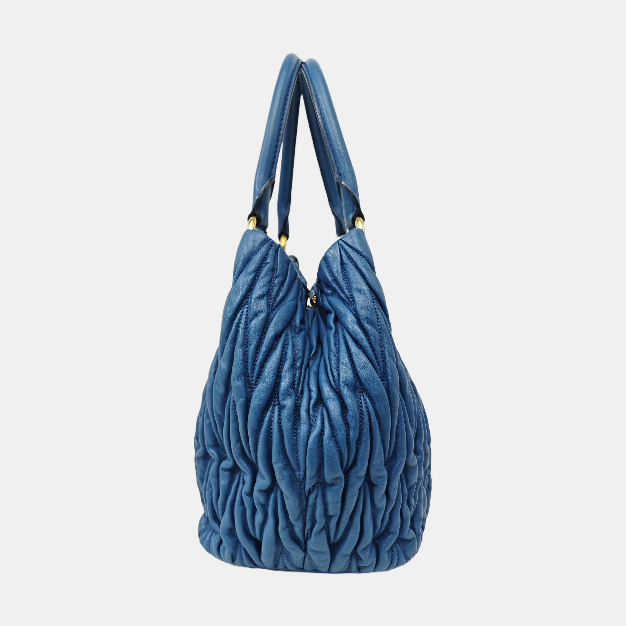 Quilted Lambskin Tote Bag Blue