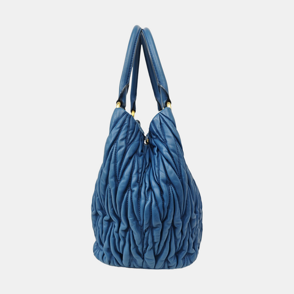 Quilted Lambskin Tote Bag Blue