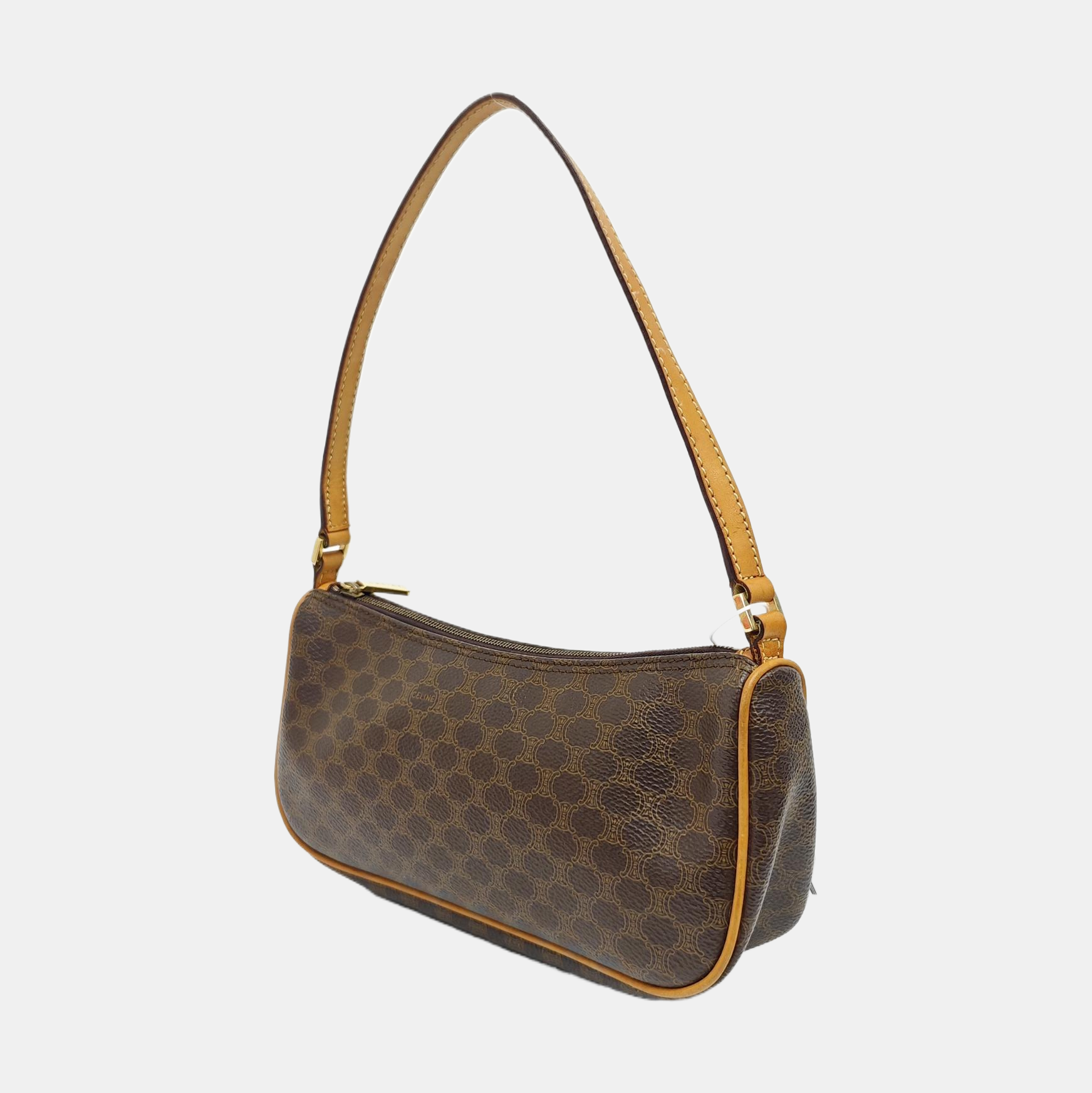 Coated Canvas Top Handle Bag Brown