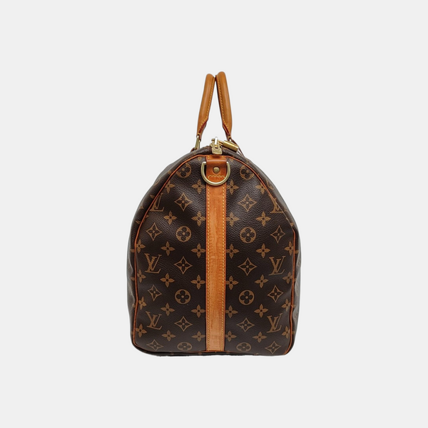 KEEPALL 50 Monogram Coated Canvas Brown