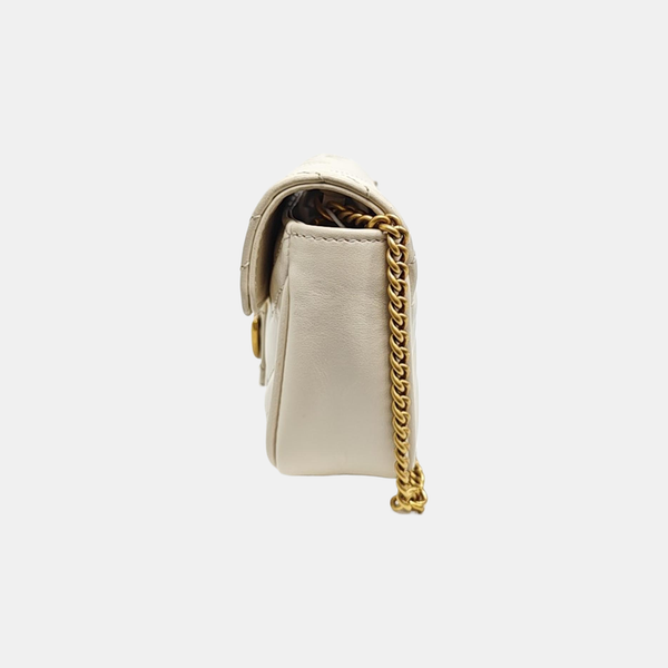 GG Marmont Mini Quilted Calfskin White