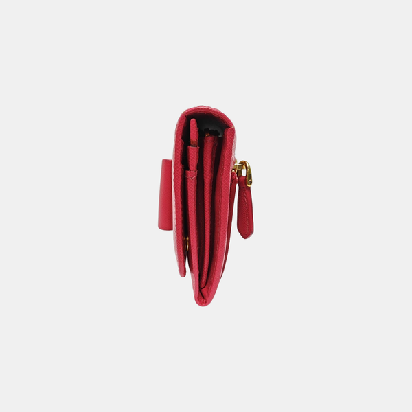 Fiocco Bow Saffiano Calfskin Red Wallet