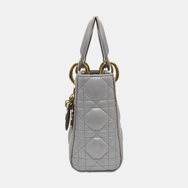 Authenticated pre-owned  Lady Dior Mini Cannage Lambskin Gray - Tote Bag at Looply