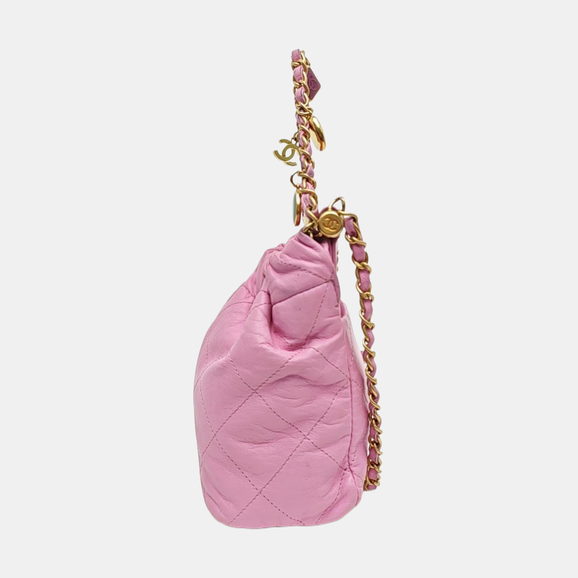 Quilted Lambskin Shoulder Bag Small Pink