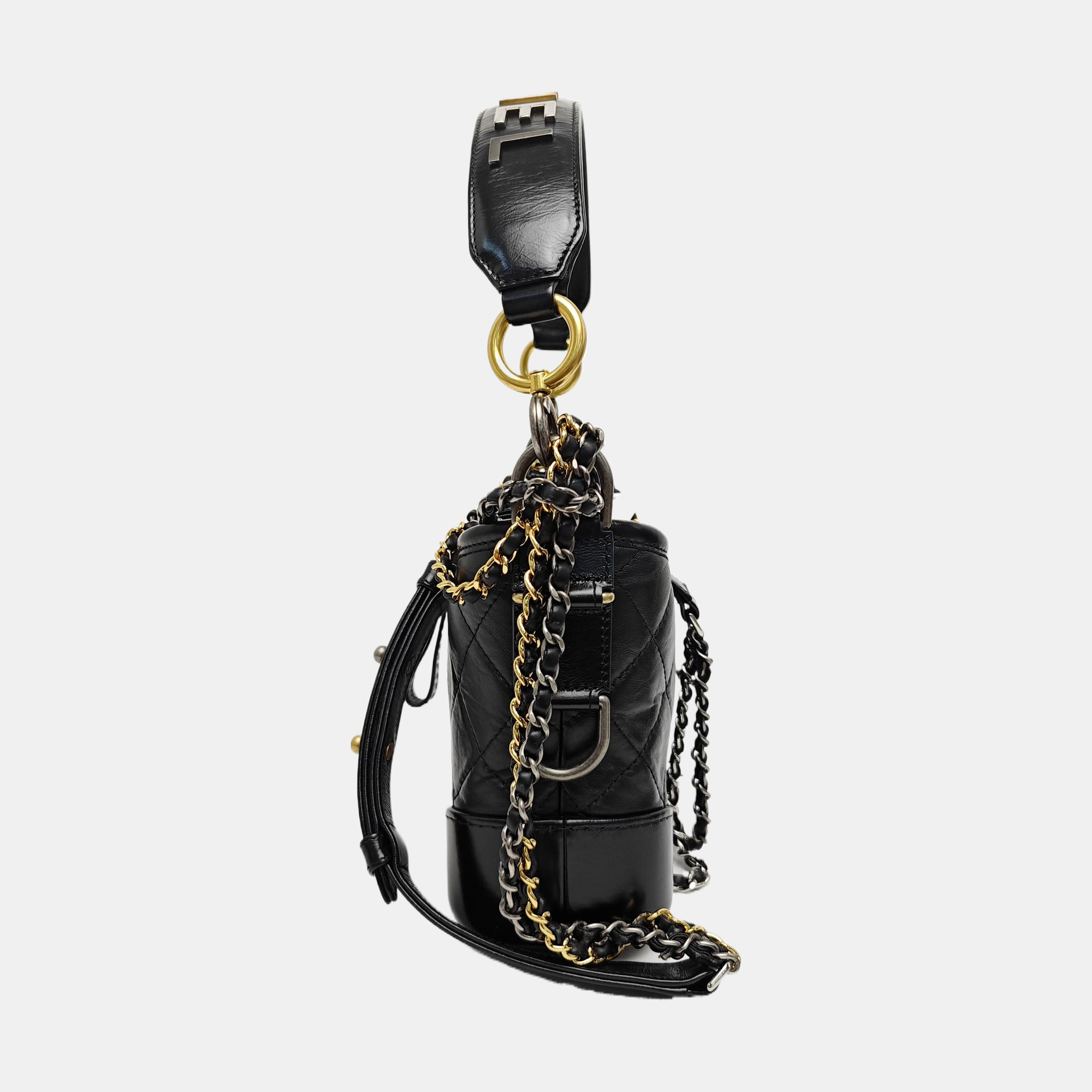 GABRIELLE Small Quilted Calfskin Black
