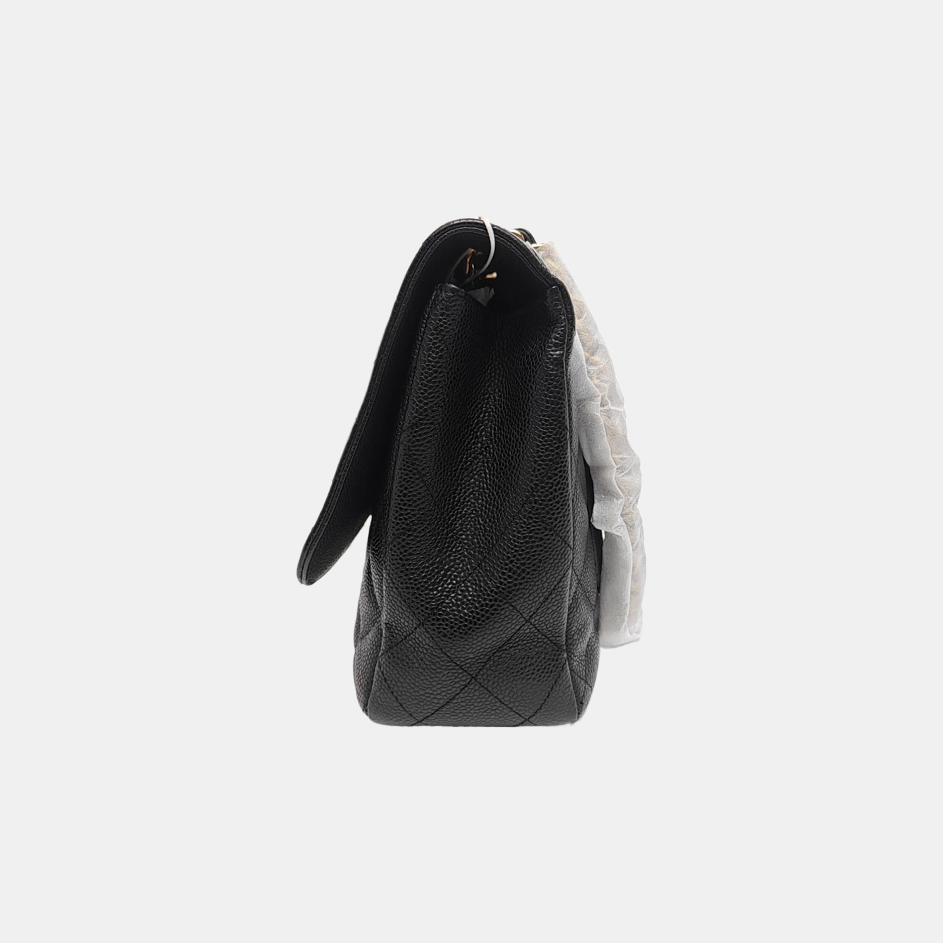 Large Quilted Grained Calfskin Black