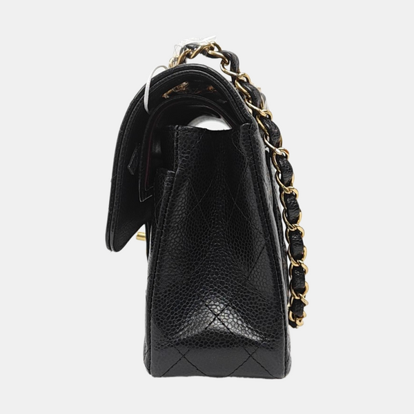 CLASSIC FLAP Small Quilted Grained Calfskin Black
