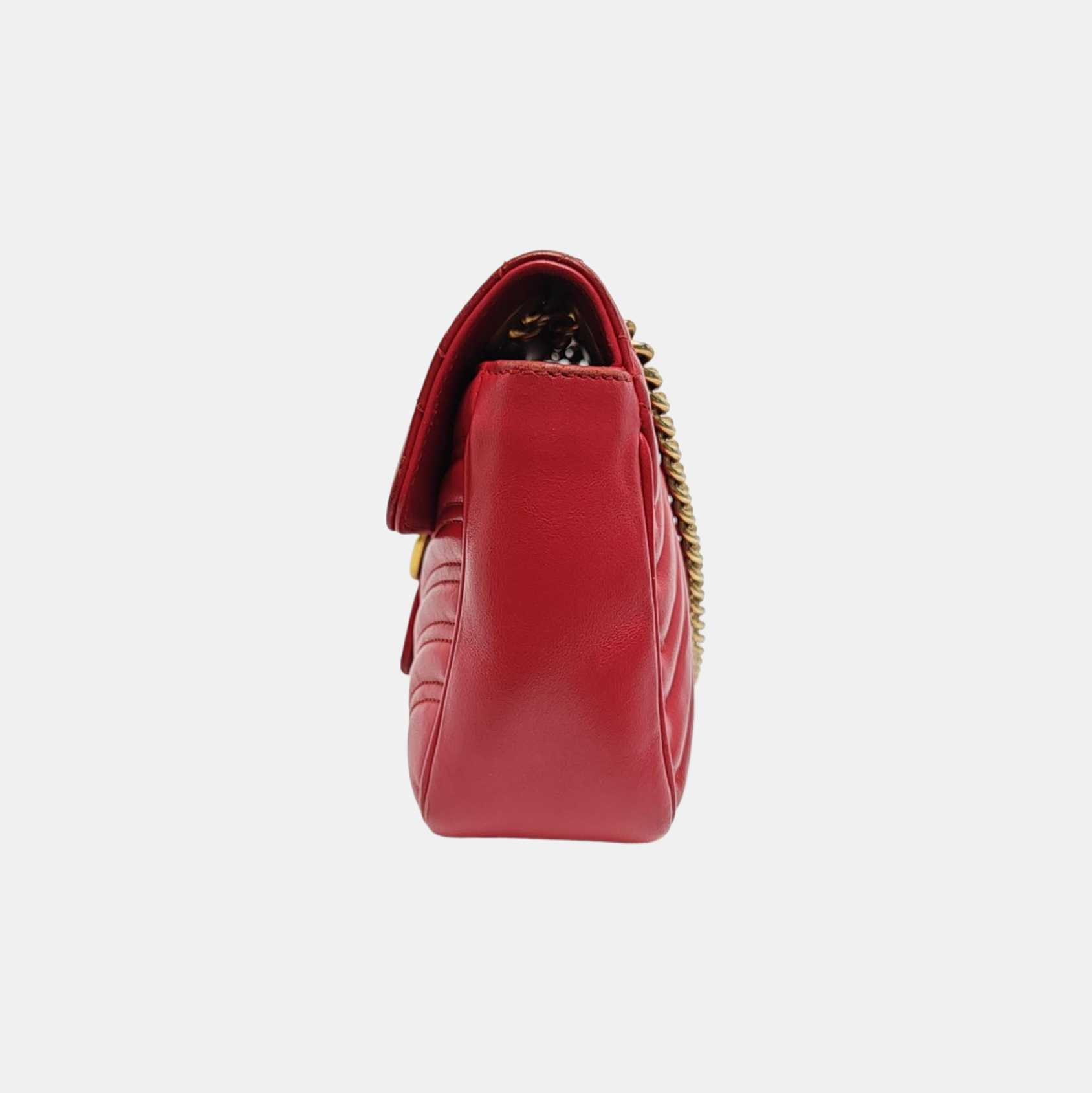 GG Marmont Medium Quilted Calfskin Red