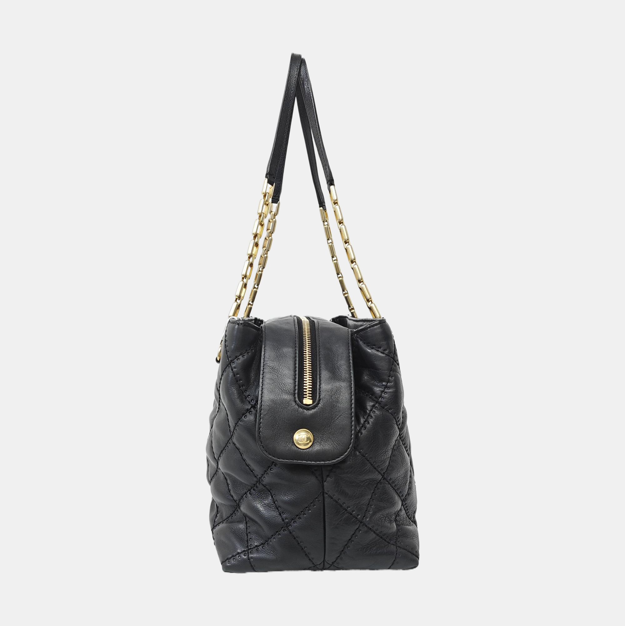 Quilted Calfskin Tote Bag Black