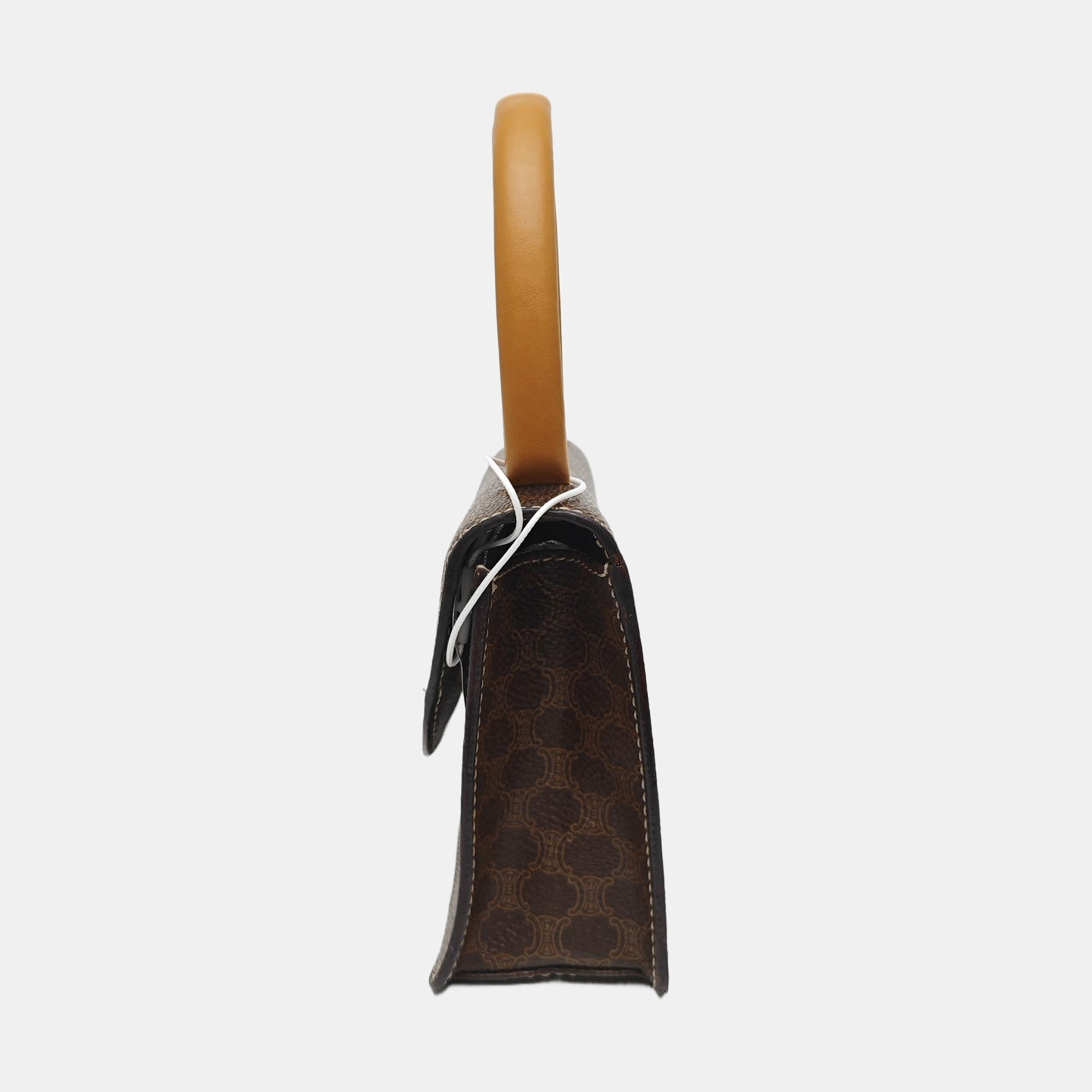 Coated Canvas Top Handle Bag Brown