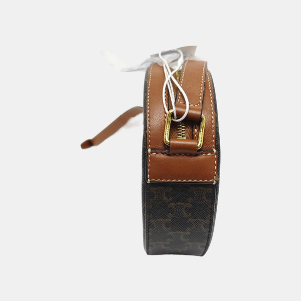 Coated Canvas Crossbody Bag Brown