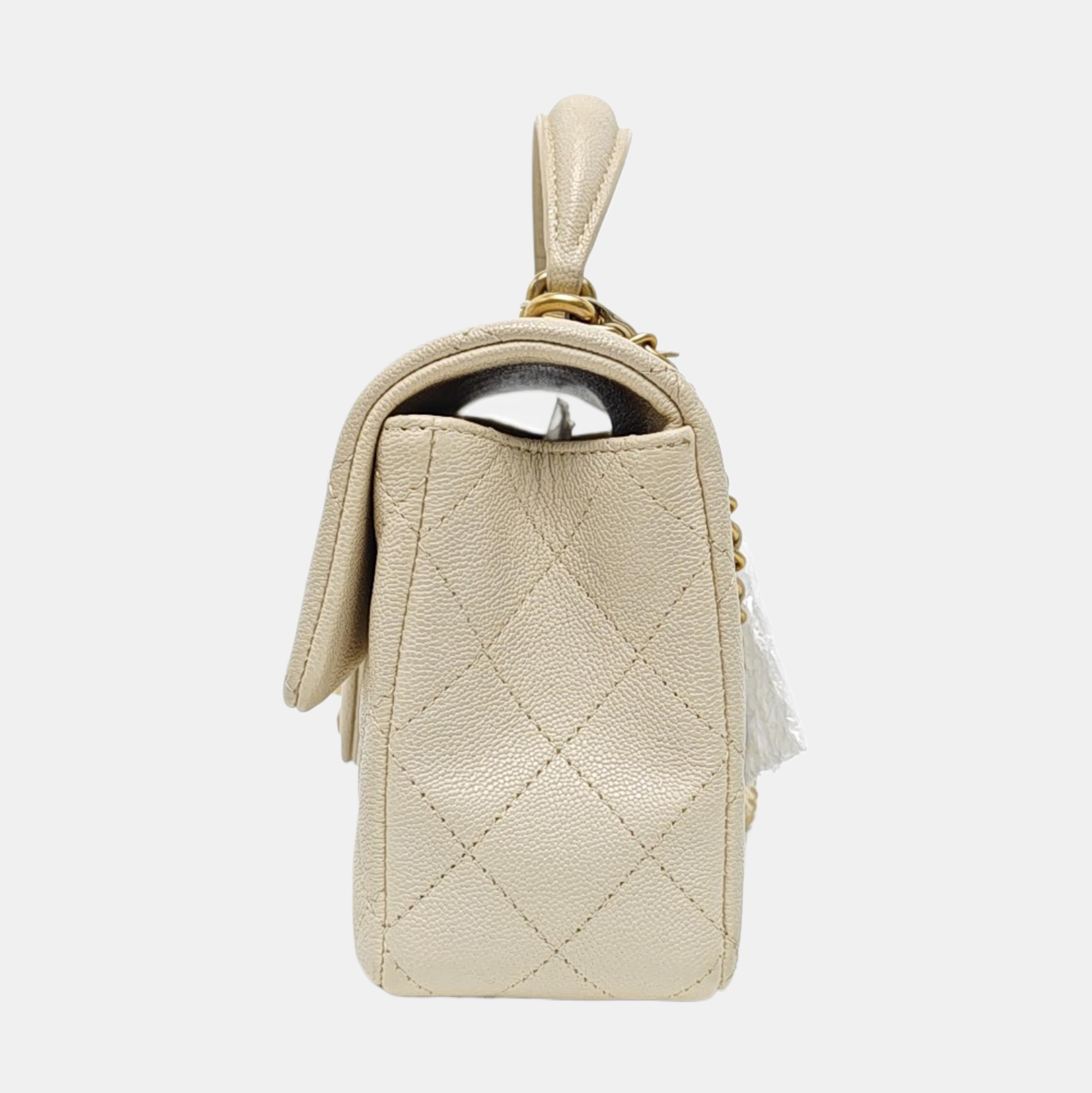 Quilted Grained Calfskin White