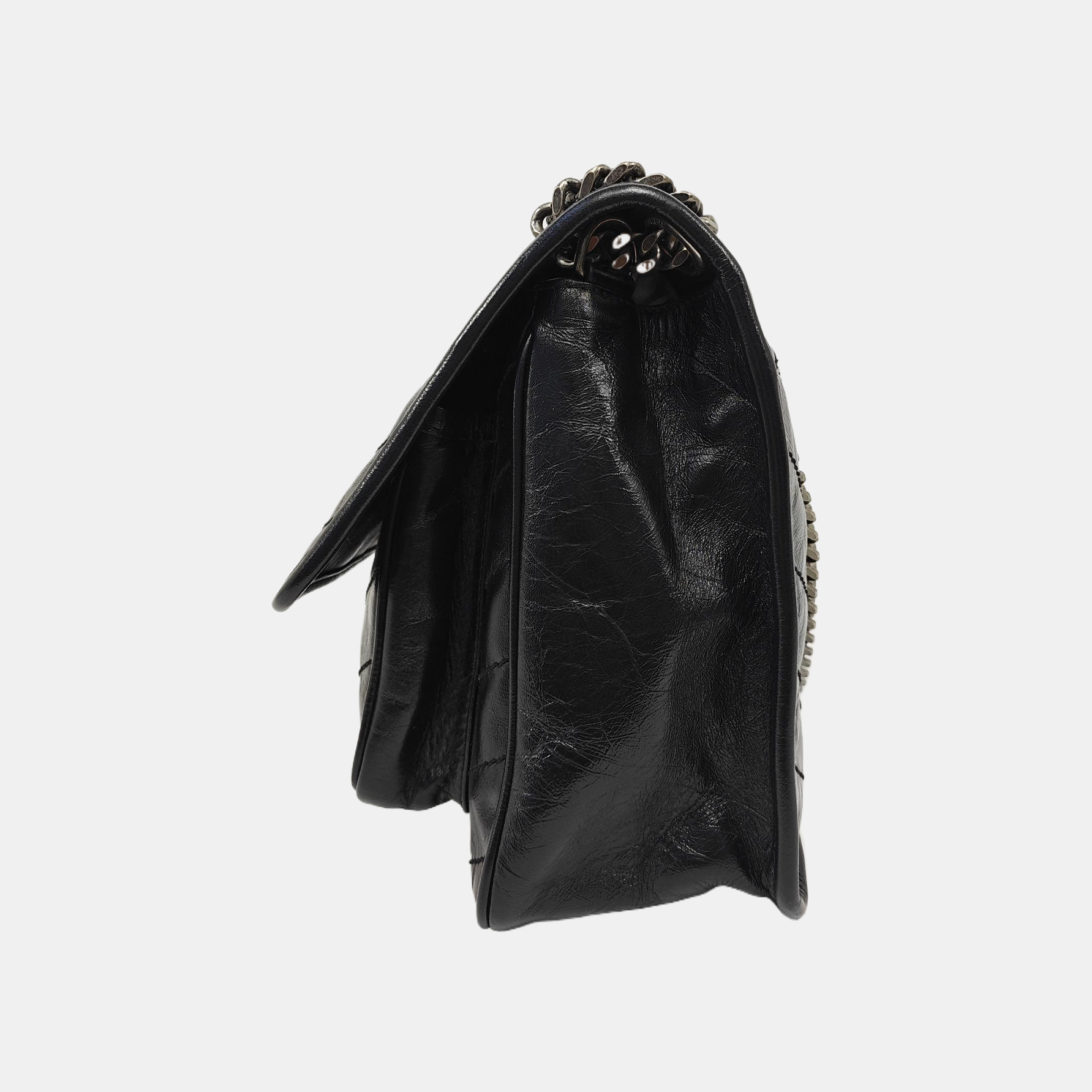 NIKI Medium Chevron Calfskin Black