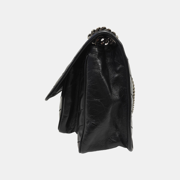 NIKI Medium Chevron Calfskin Black