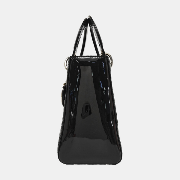 Lady Dior Medium Cannage Patent Leather Black