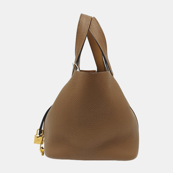 Authenticated pre-owned  Picotin Lock 18 Clemence Brown - Bucket Bag at Looply
