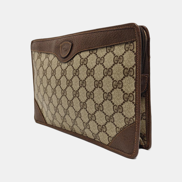 Monogram Coated Canvas Clutch Beige