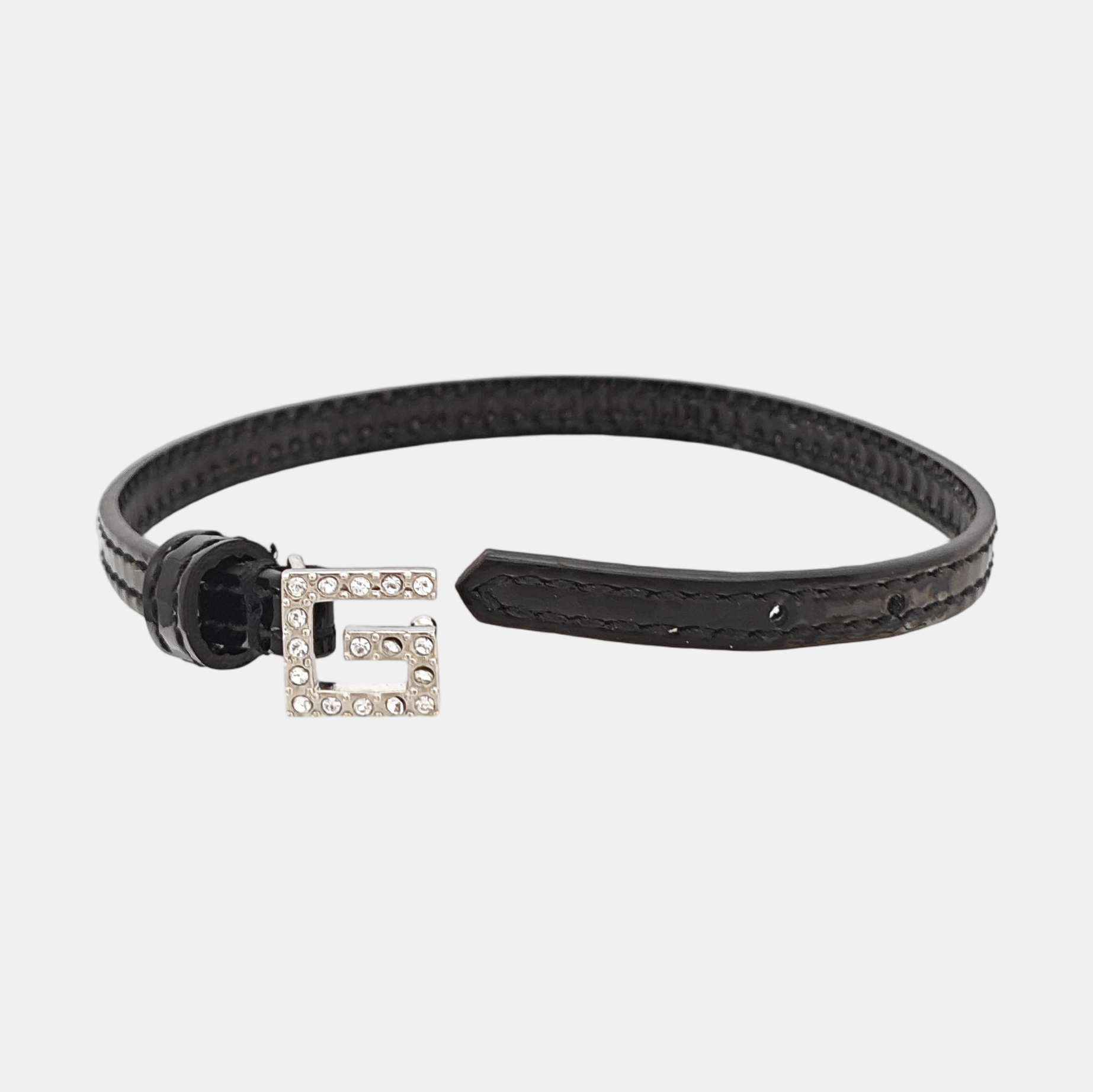 Double G Leather Black Bangle