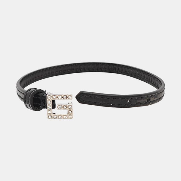Double G Leather Black Bangle