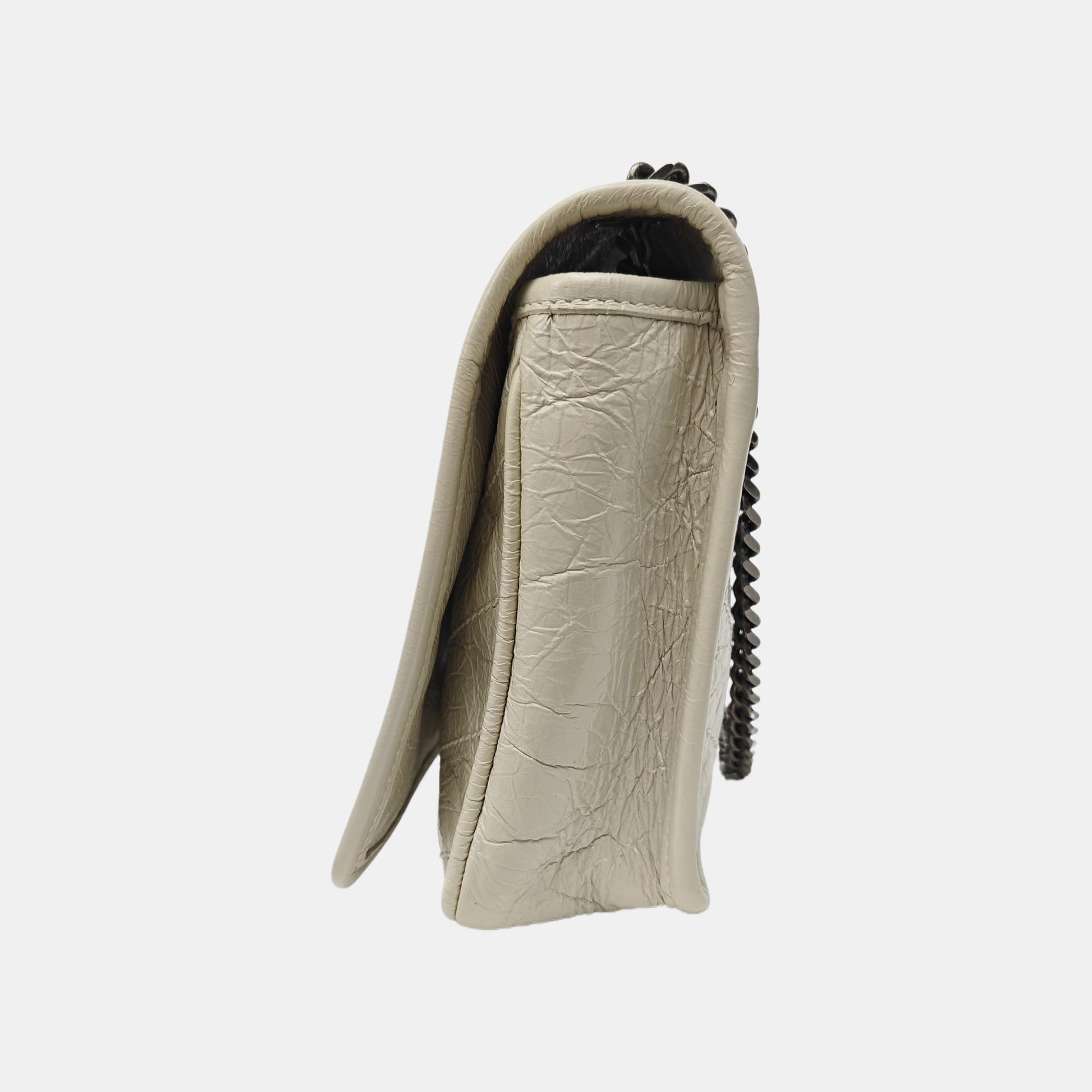 NIKI Mini Chevron Calfskin White