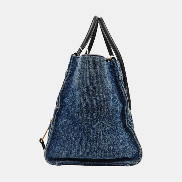 Quilted Denim Shoulder Bag Blue